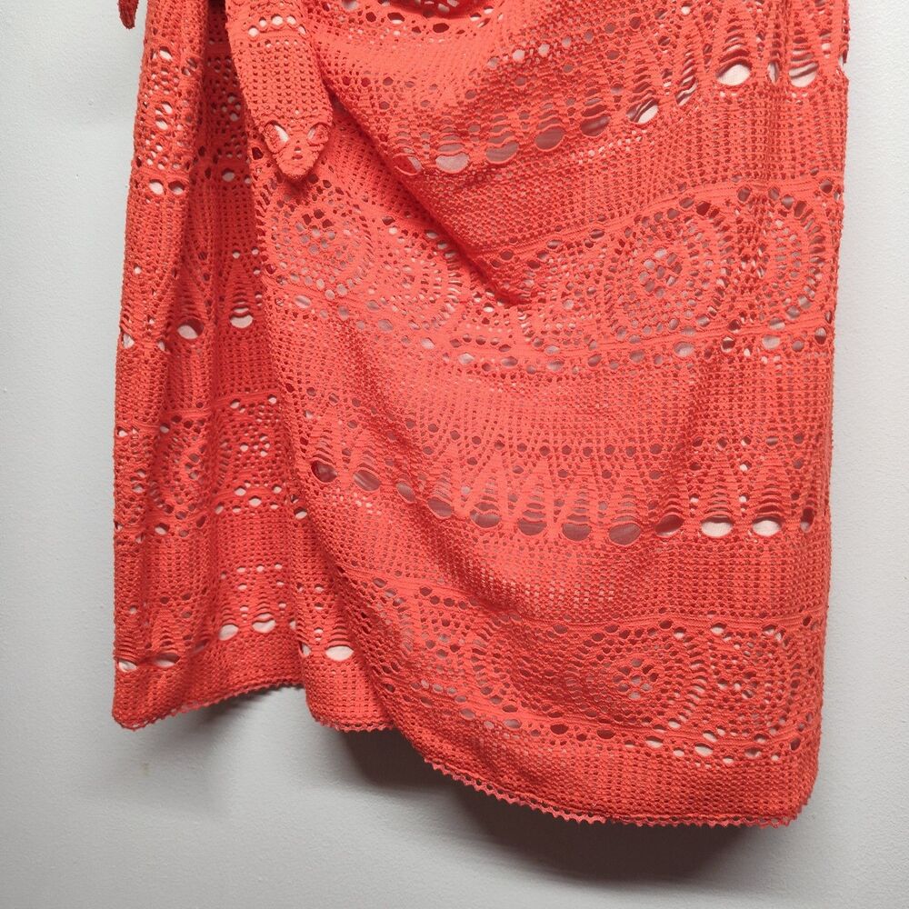 Free People Oceanside Crochet Strapless Mini Dress Women M Orange Beachy Boho - Picture 4 of 8